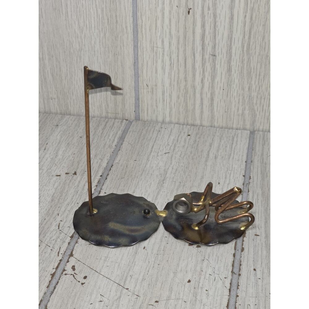 Vtg Brutalist Style Golfer Sculpture Handmade Nuts Bolts Metal USA Primitive
